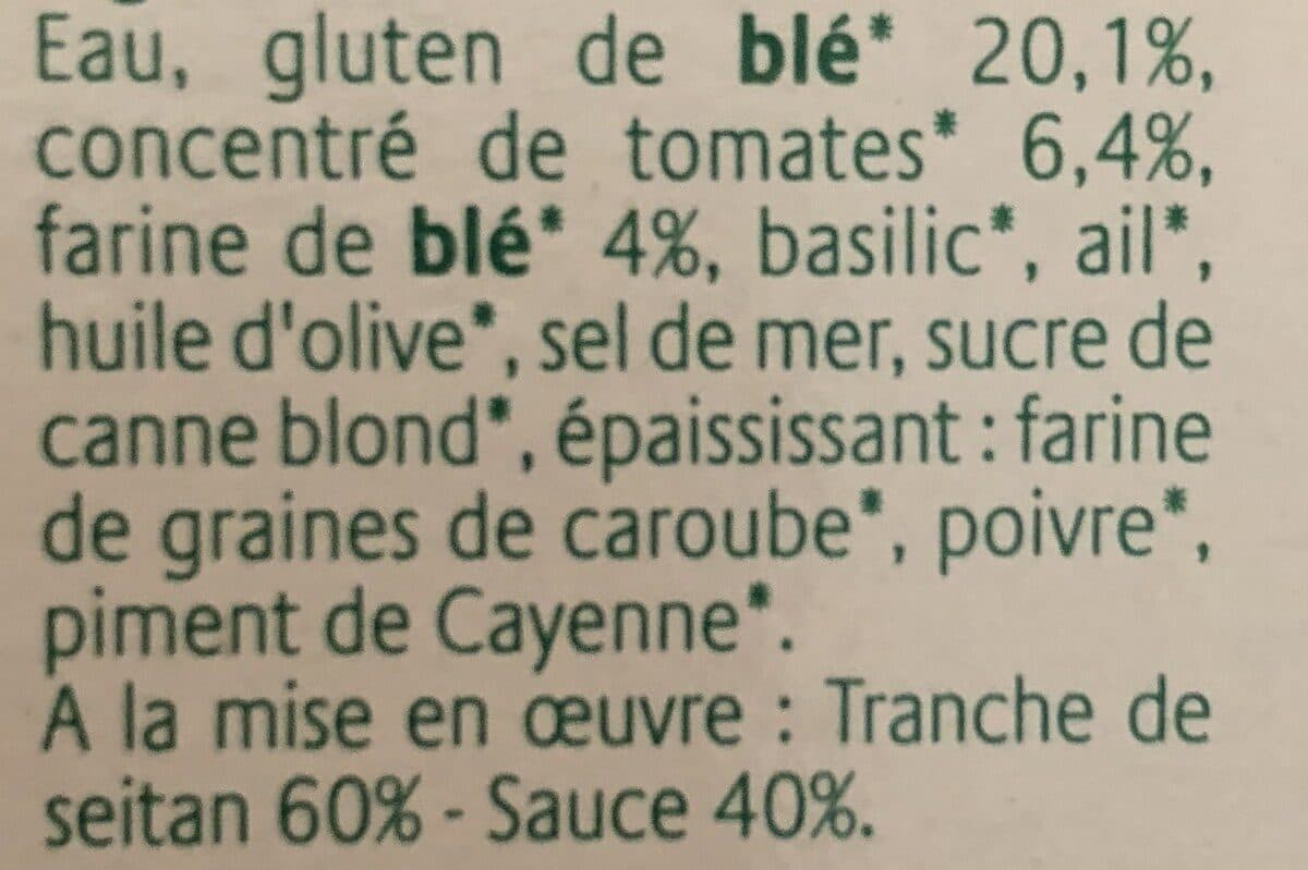 Soy Galette Seitan sauce Tomate & Basilic packshot