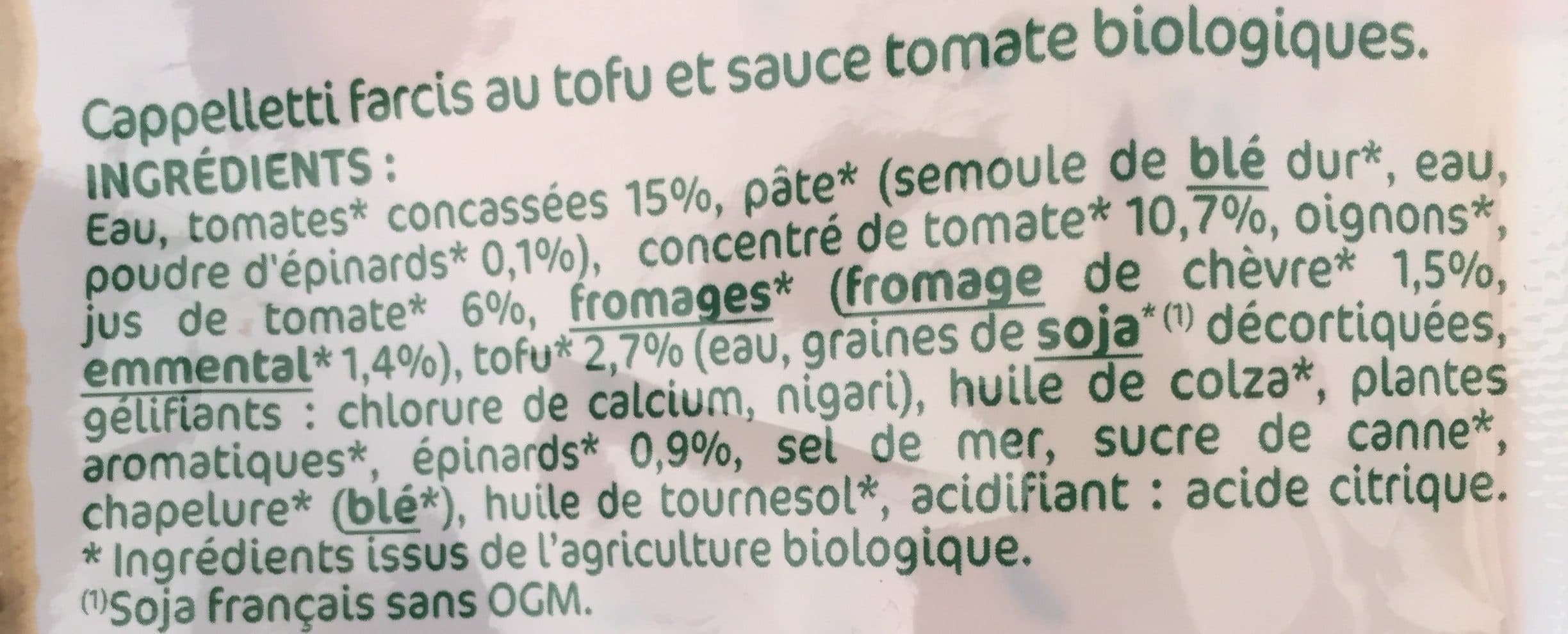 Soy Cappelleti Epinard Et Tofu Chevre packshot