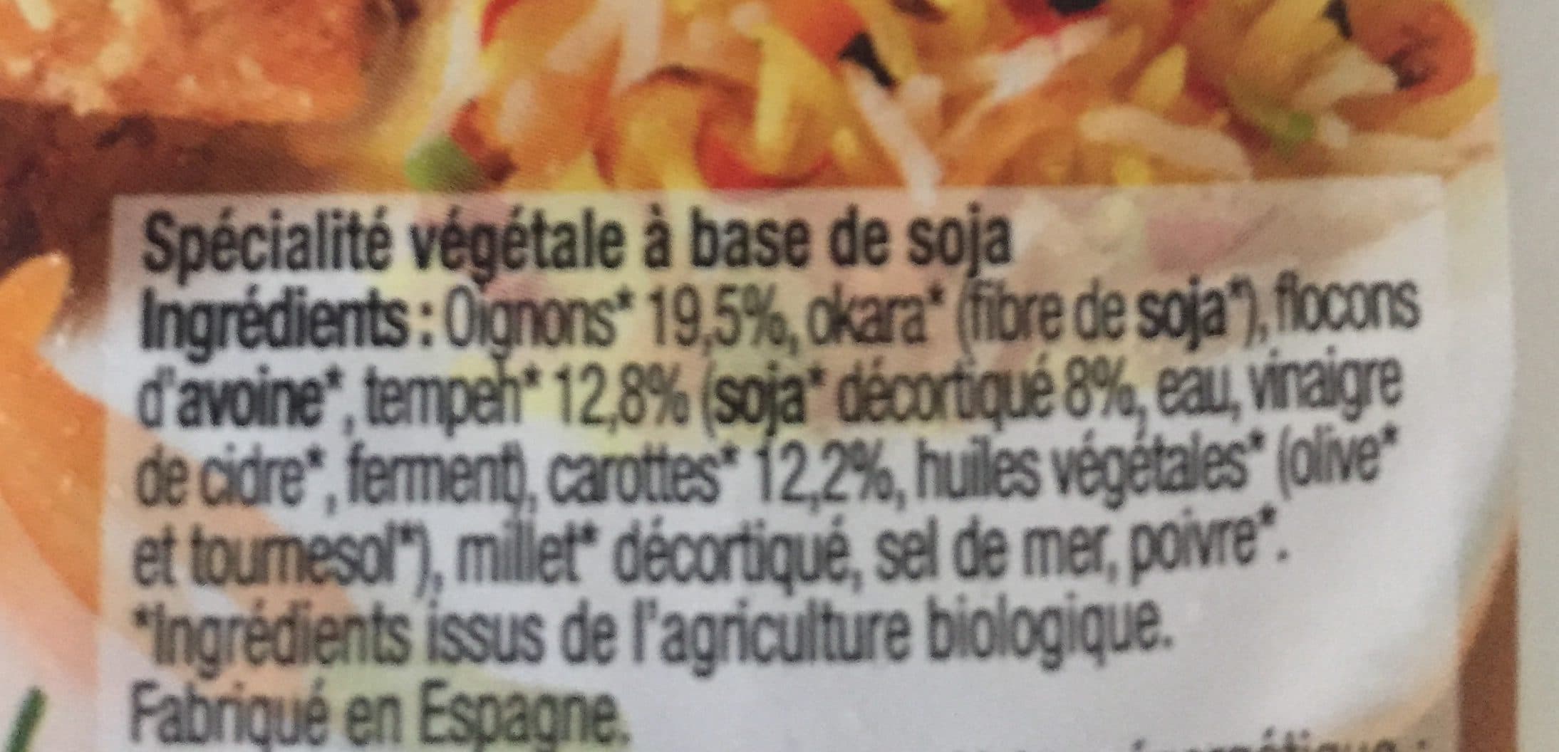 SOY Galettes de Tempeh aux légumes packshot