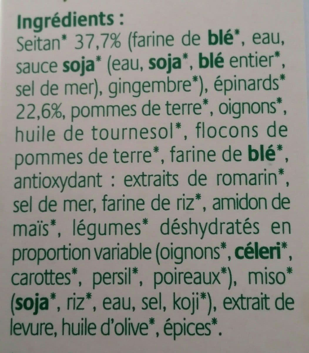 Soy Galettes de seitan-épinards packshot