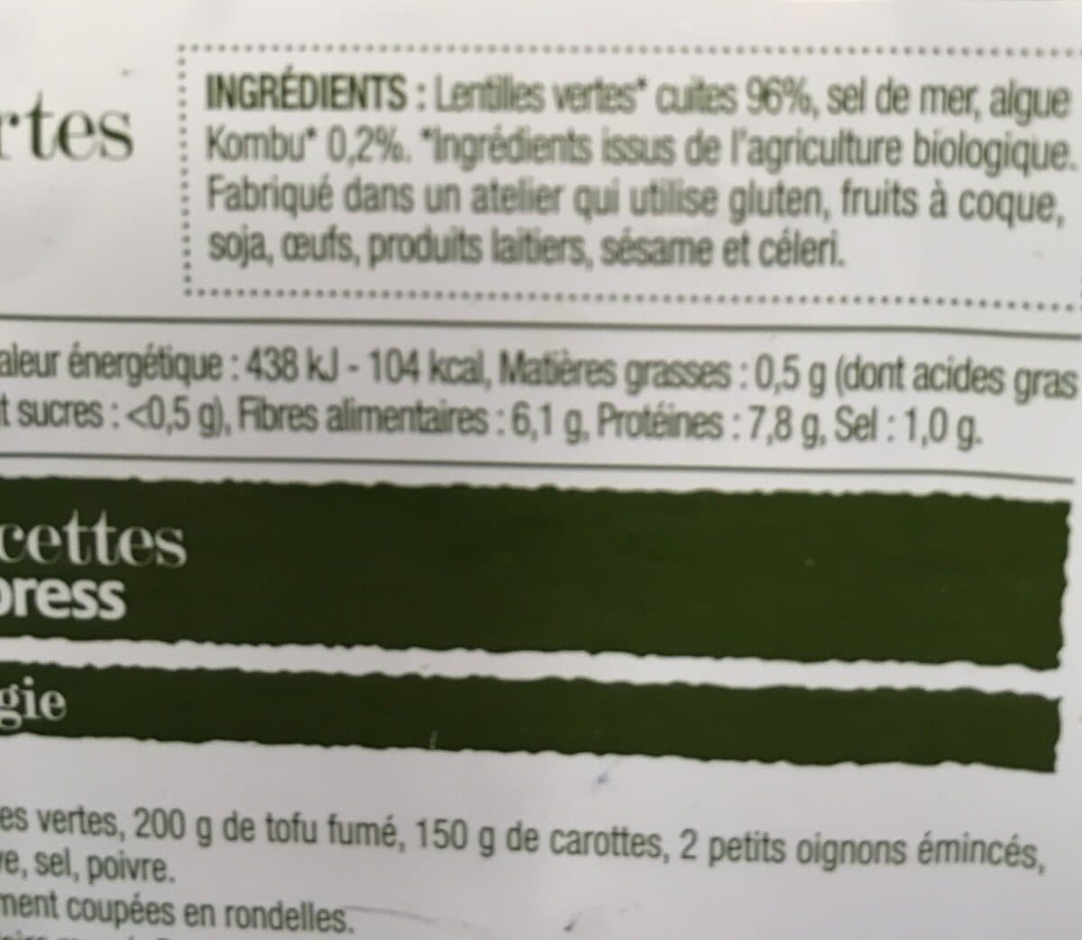 Soy Lentilles vertes SOY 220g packshot