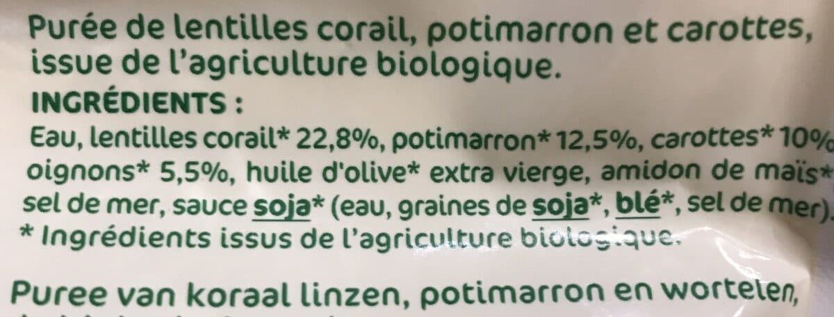 soy Ecrasé de lentilles corail, potimarron et carottes packshot