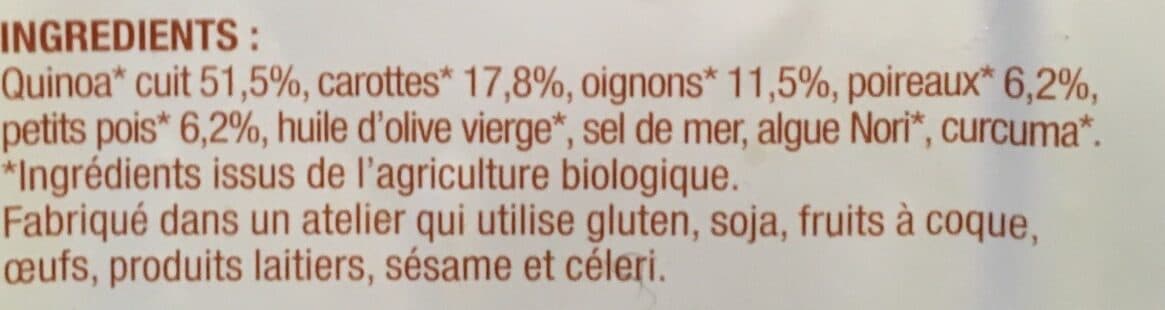 Soy Quinoa cusiné aux petits légumes et curcuma packshot