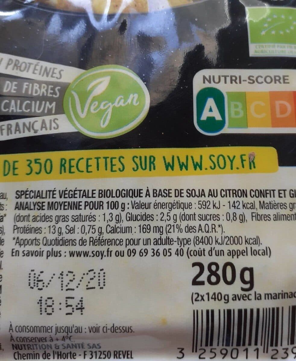 Soy Tofu mariné citron et gingembre packshot