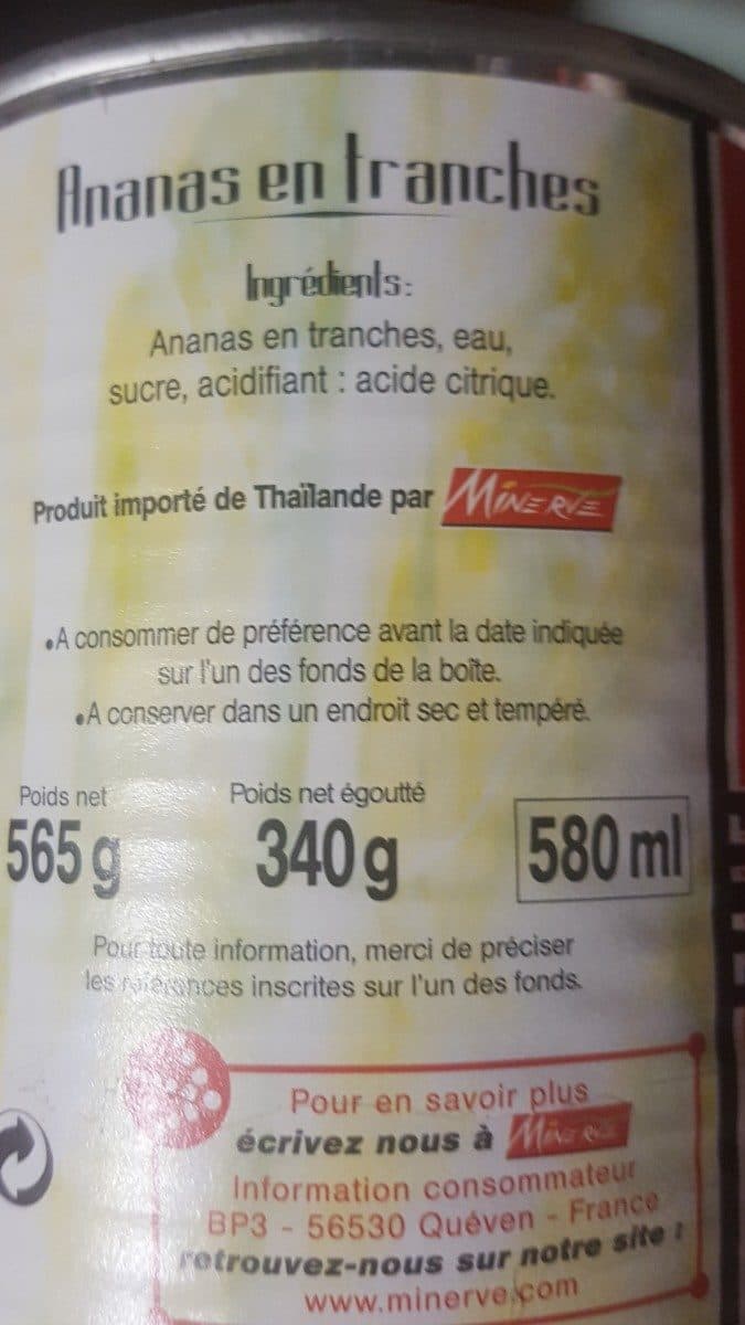 Minerve Ananas en tranches packshot
