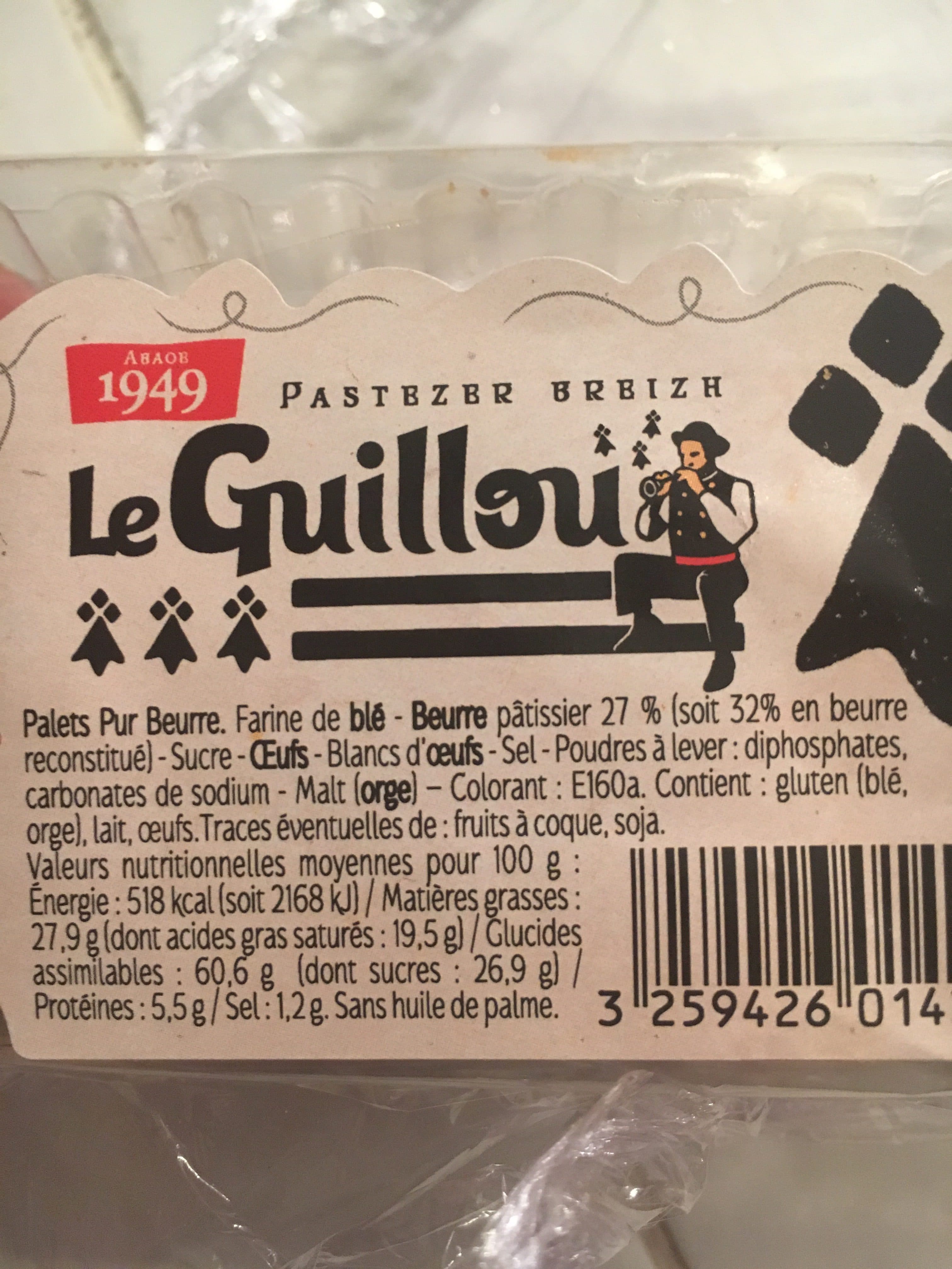 Patisseries gourmandes Palets Bretons Le Guillou BQ 185G packshot
