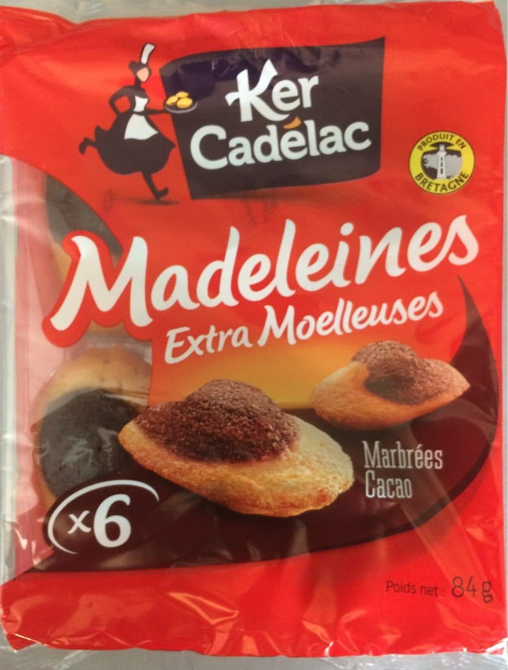 Ker Cadélac Madeleines Extra Moelleuses Marbrées Cacao packshot