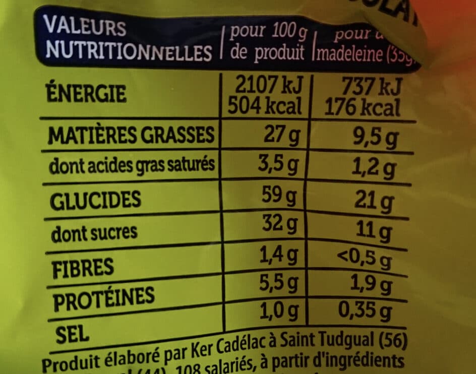 Ker Cadélac Madaleine coeur chocolat packshot