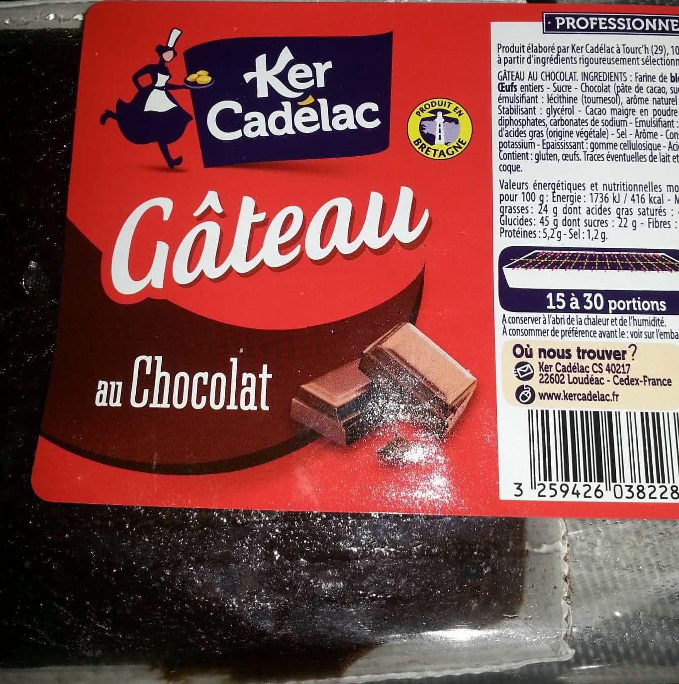 Ker Cadélac Gâteau au Chocolat packshot
