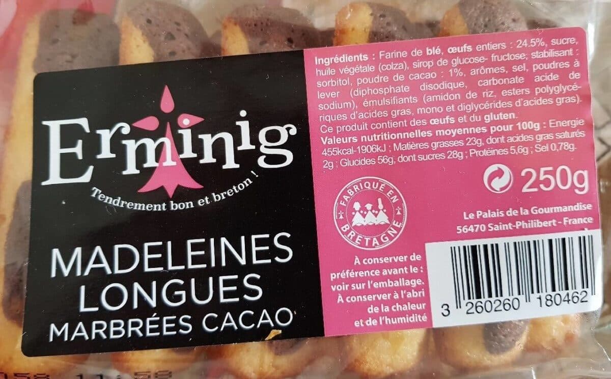 Open Food Facts Madeleines longues marbrées cacao packshot