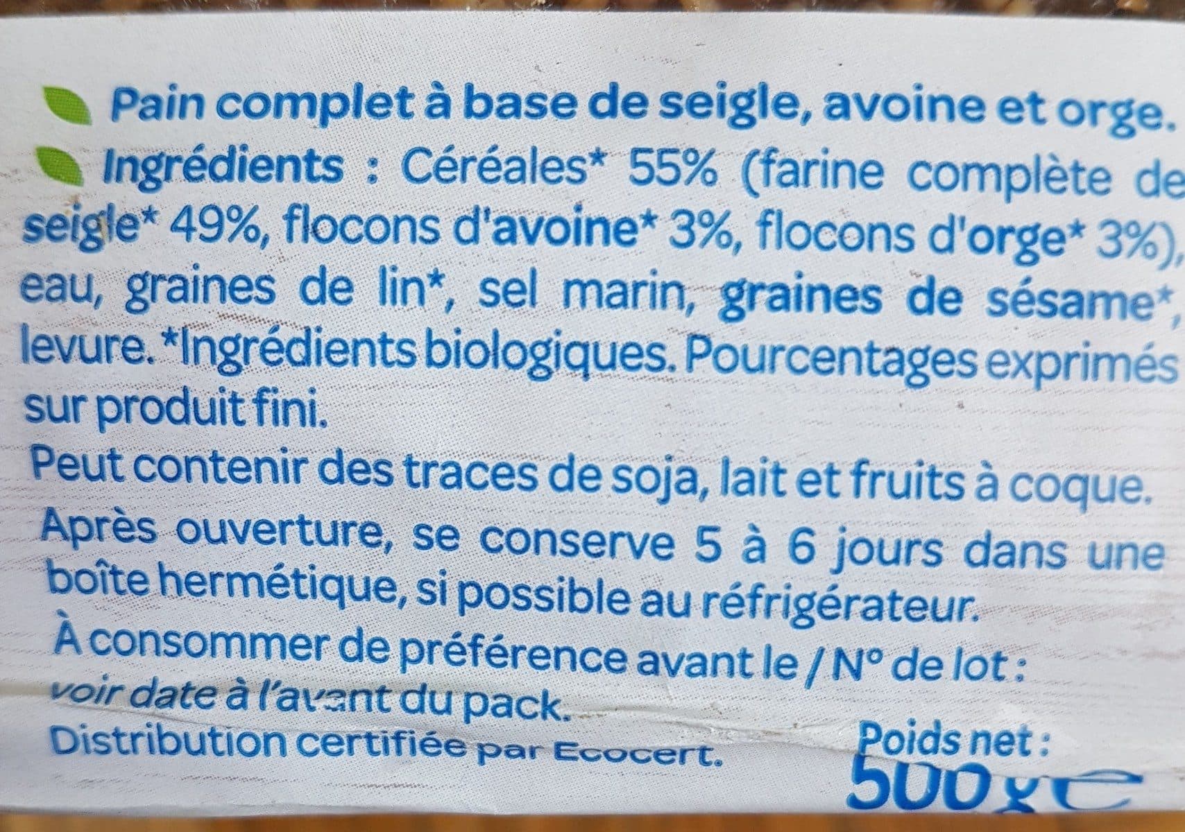 Bjorg Pain complet 3 céréales packshot
