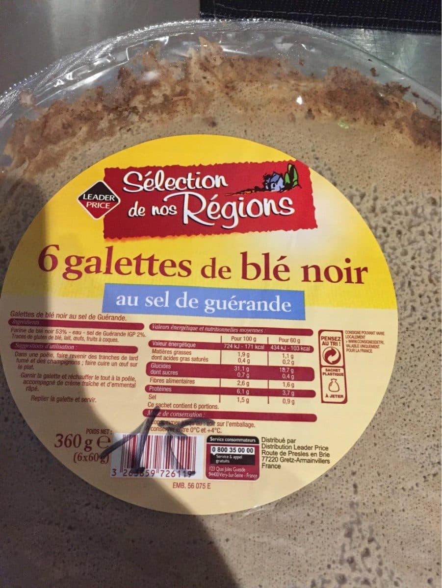 Leader Price 6 Galettes de Blé Noir au Sel de Guérande packshot