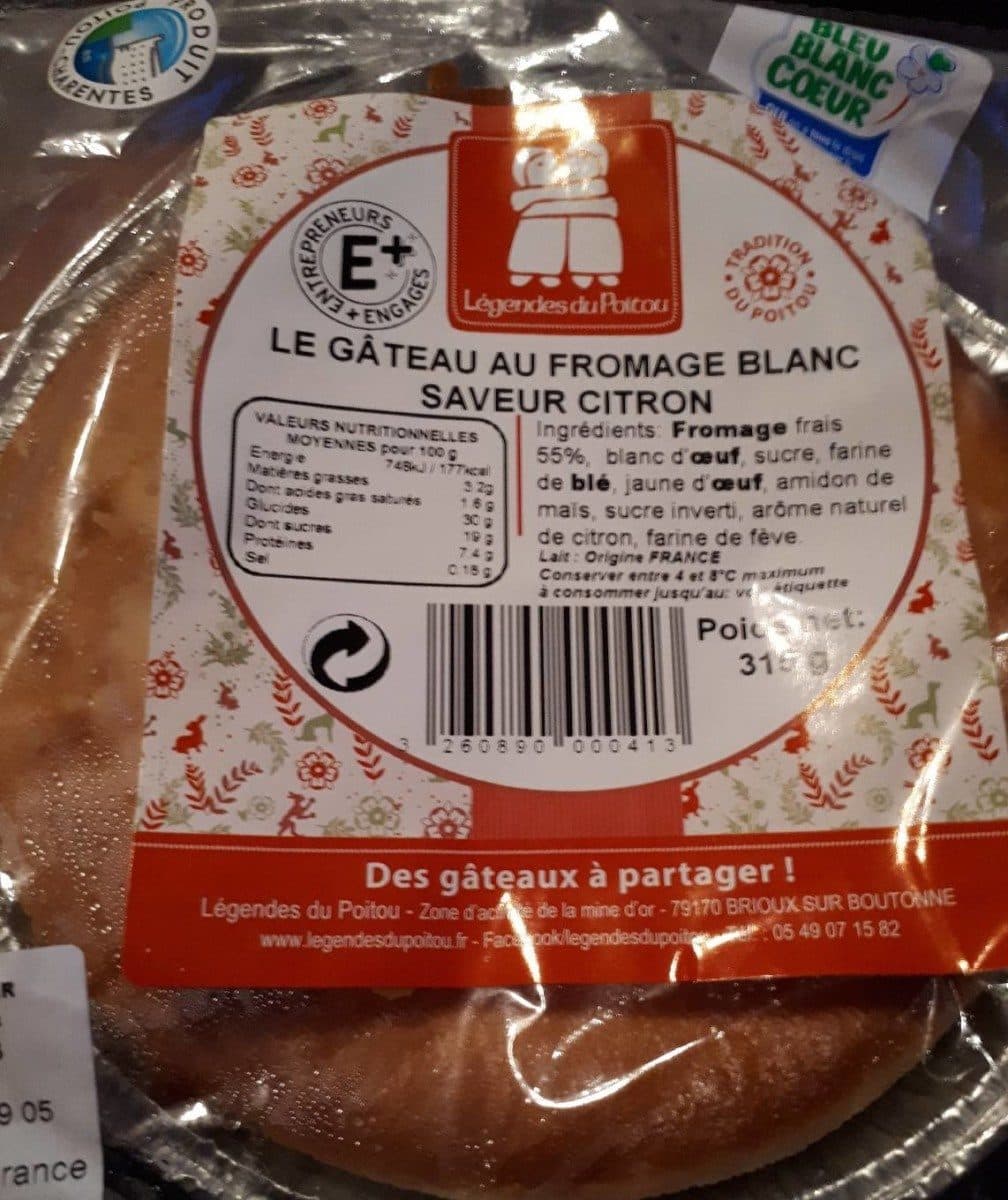 Légendes du Poitou Le gâteau au fromage blanc saveur citron packshot