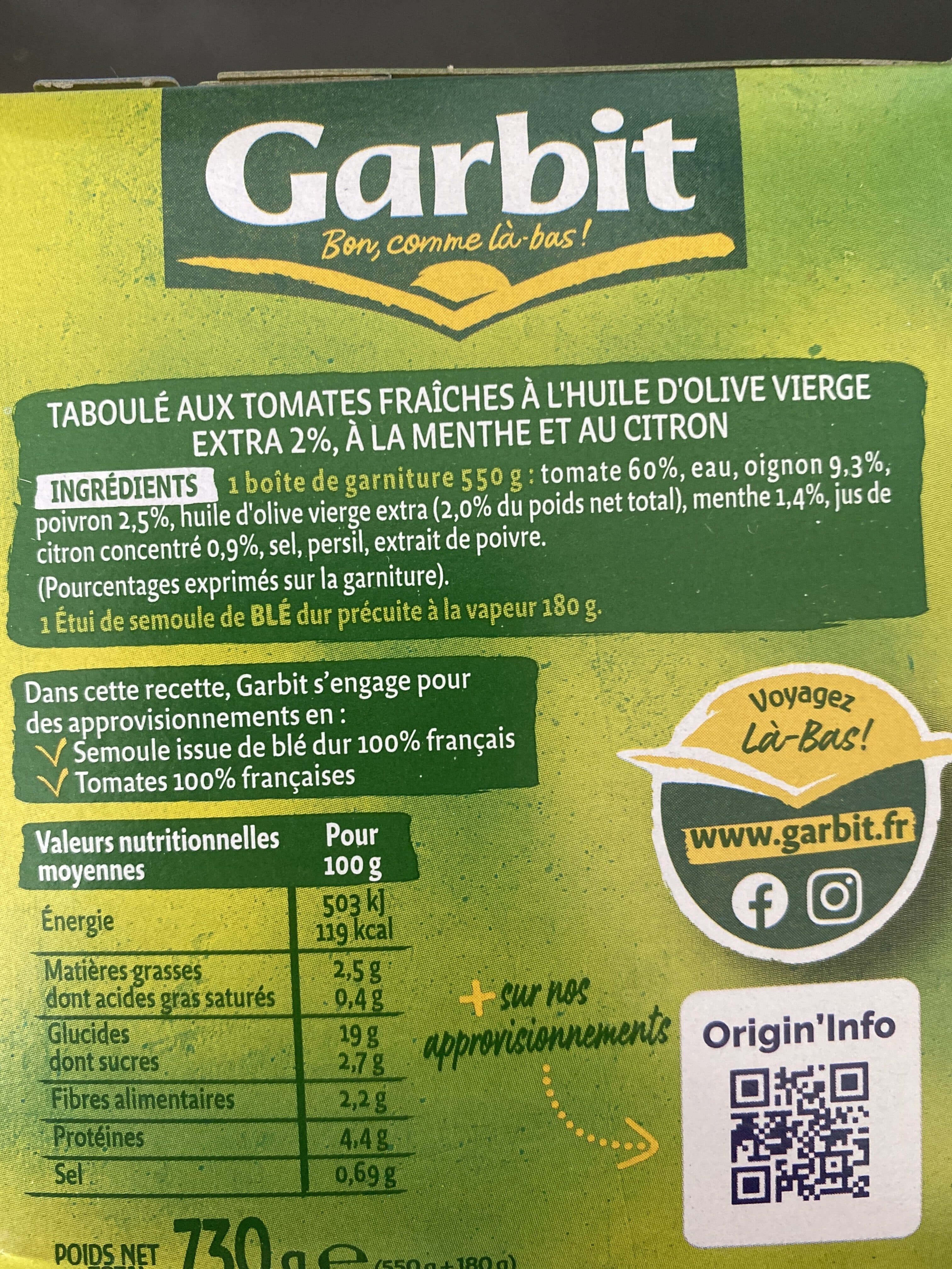 Garbit Taboulé aux tomates 5/6 packshot