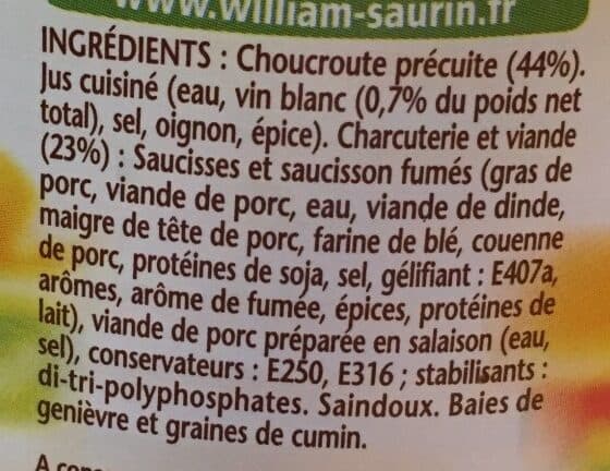 William Saurin La choucroute garnie au vin blanc packshot