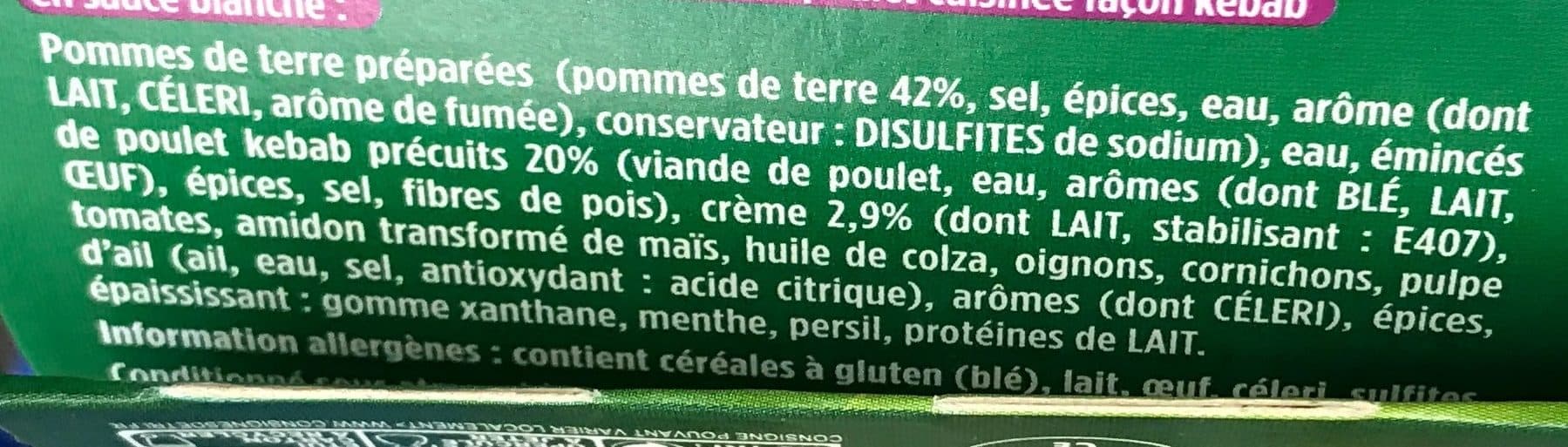 Garbit Potatoes Poulet Kebab sauce Blanche packshot
