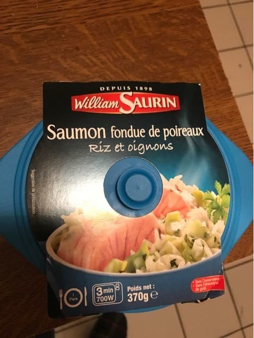 William Saurin Saumon fondue de poireaux, Riz et oignons packshot