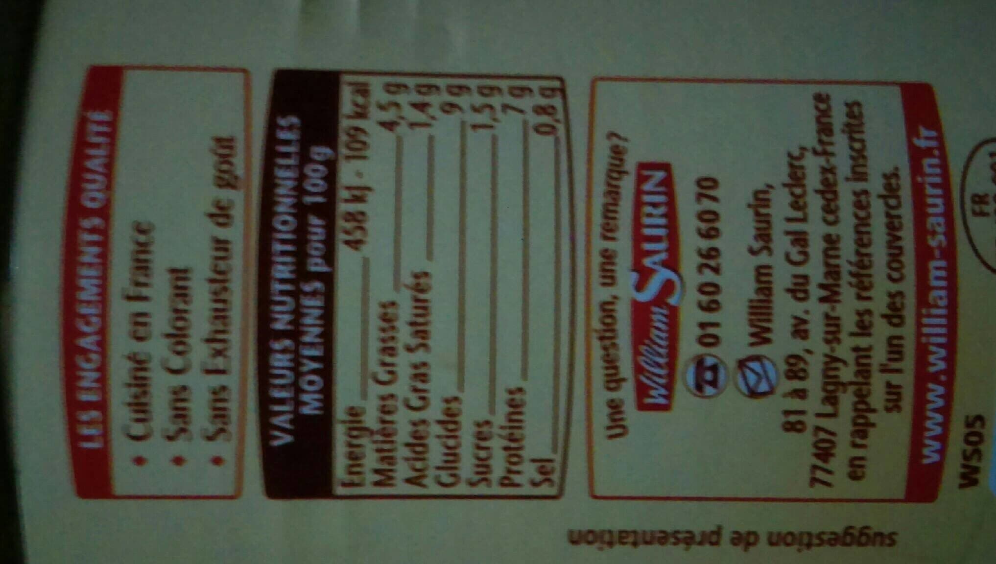 William Saurin Les saucisses aux lentilles 100% Poulet packshot