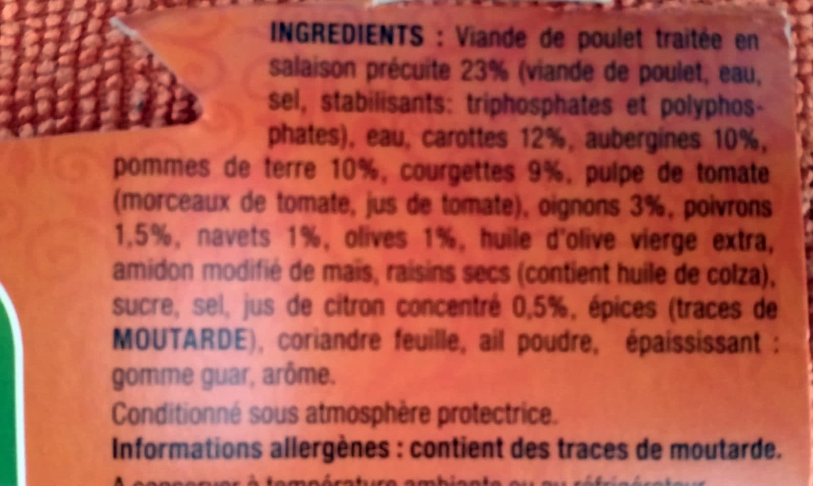 Garbit Tajine Poulet Citron et Olives packshot