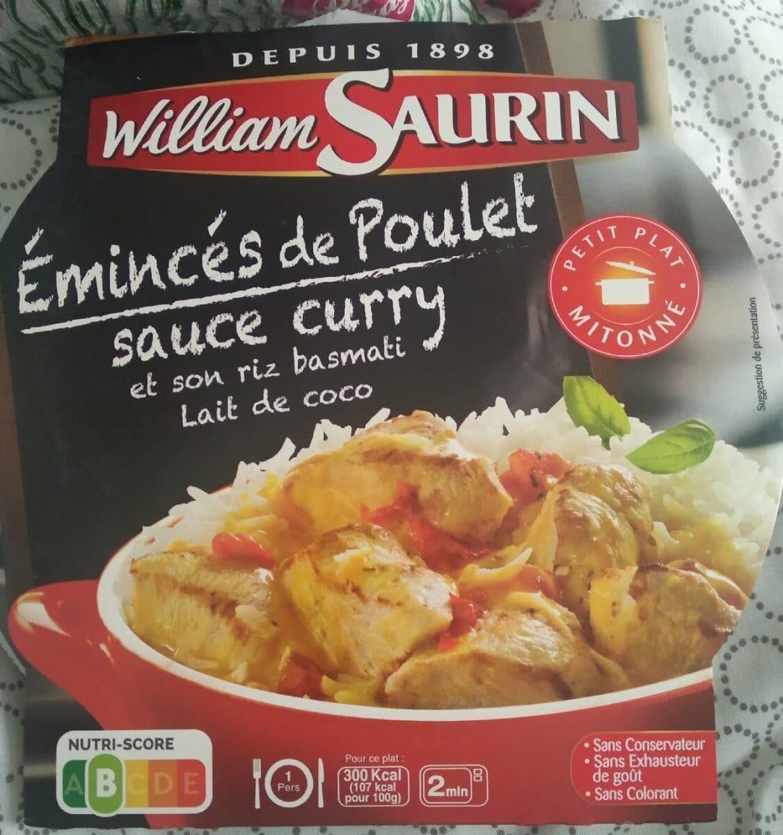 William Saurin Émincés de poulet sauce curry et son riz basmati lait de coco packshot