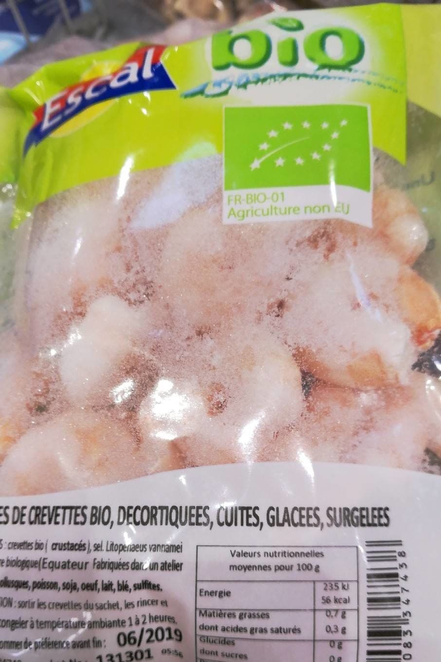 Escal Queues de crevettes cuites BIO 250G packshot