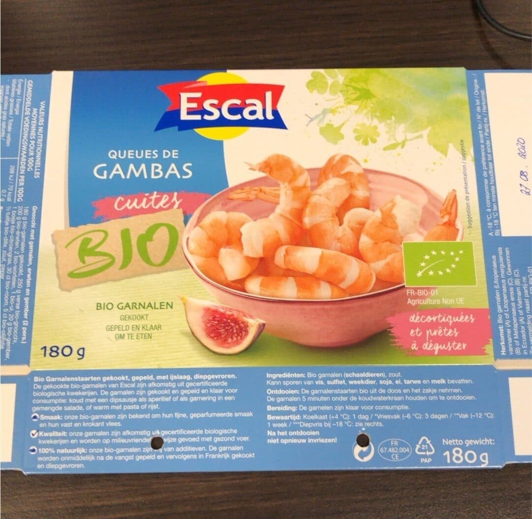 Escal Queues de gambas cuites bio packshot