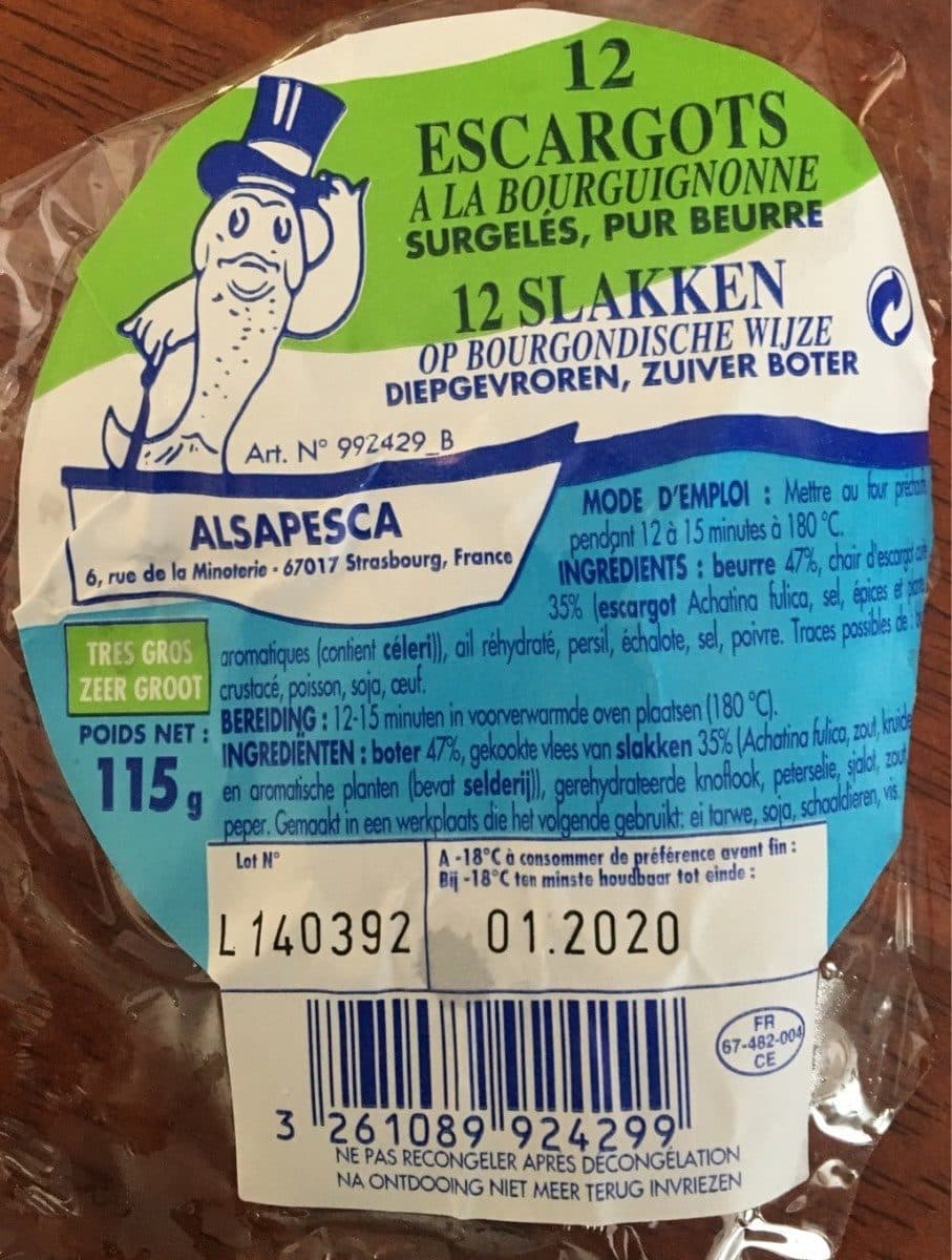 Open Food Facts Escargots a la bourgignonne packshot