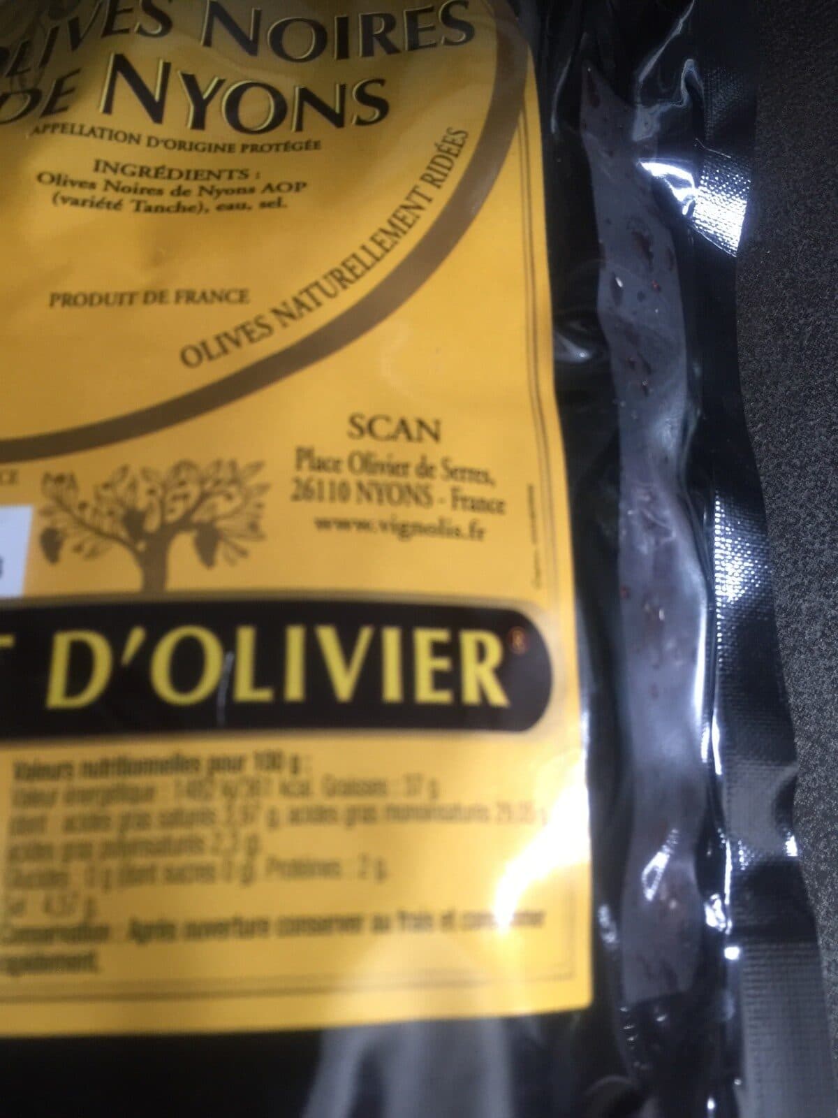 Open Food Facts Olive Noires de Nyons packshot