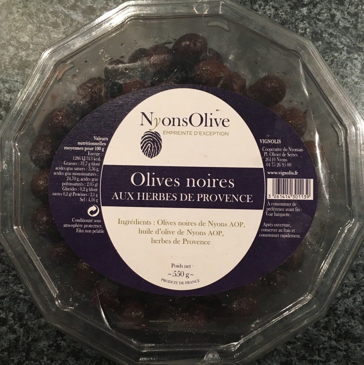 Nyonsolive Olives noires aux herbes de provence packshot