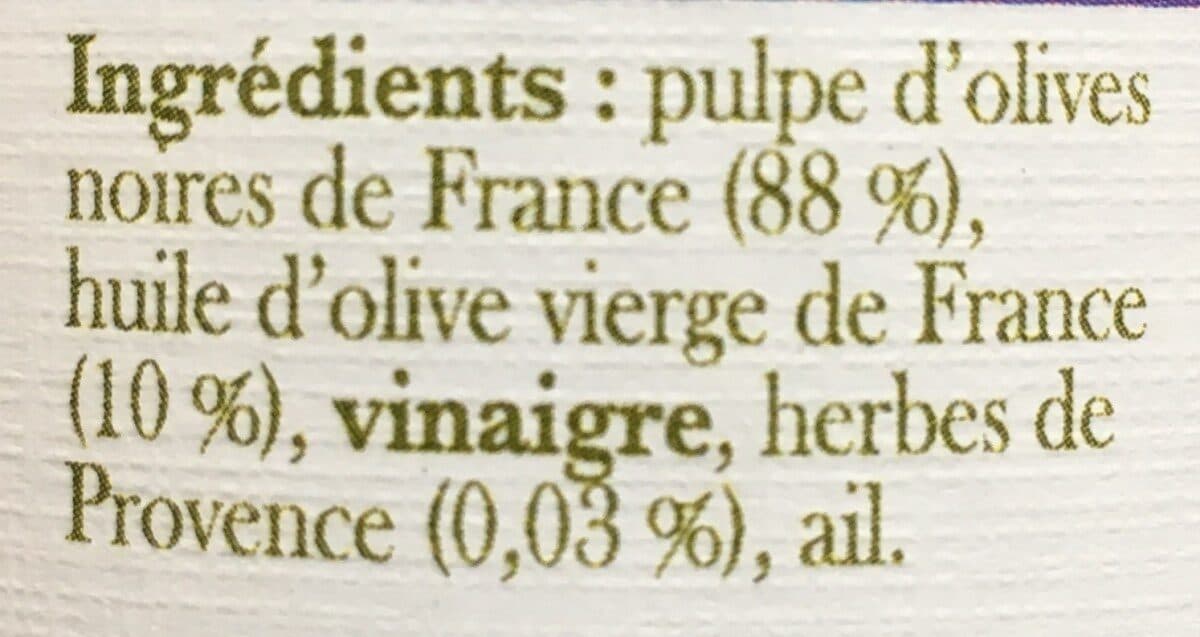 Open Food Facts Pate d'olive aux herbes de provence packshot