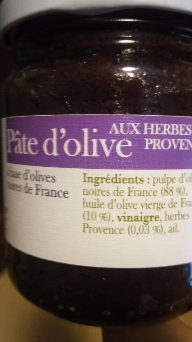 Open Food Facts Pâte d'olives aux herbes de Provence packshot