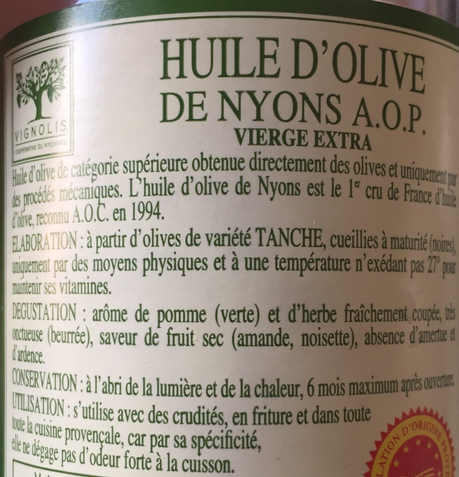 Vignolis - Cooperative Du Nyonsais Huile d'olive de Nyons packshot