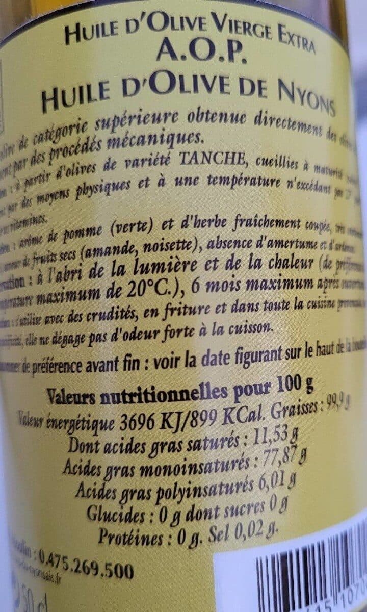Fruit d'olivier Huile d'olive de Nyons packshot