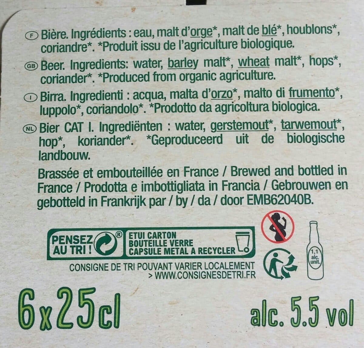 Open Food Facts Bière blonde bio packshot