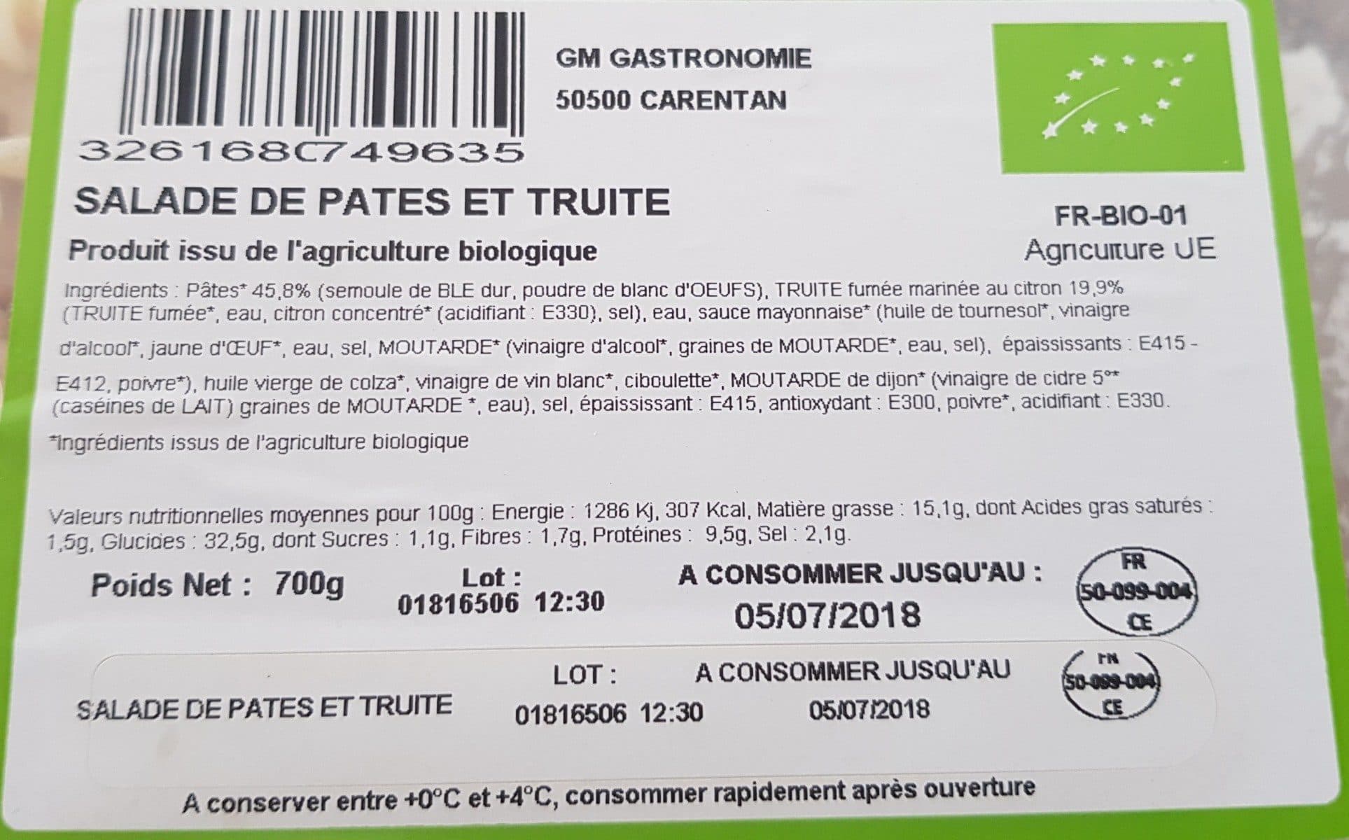 Open Food Facts Salade de pâtes et truitz packshot