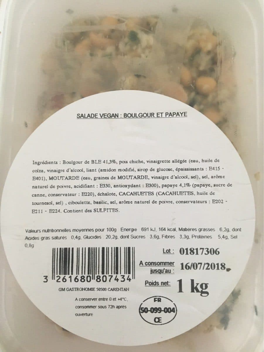 Open Food Facts Salade vegan boulgour et papaye packshot