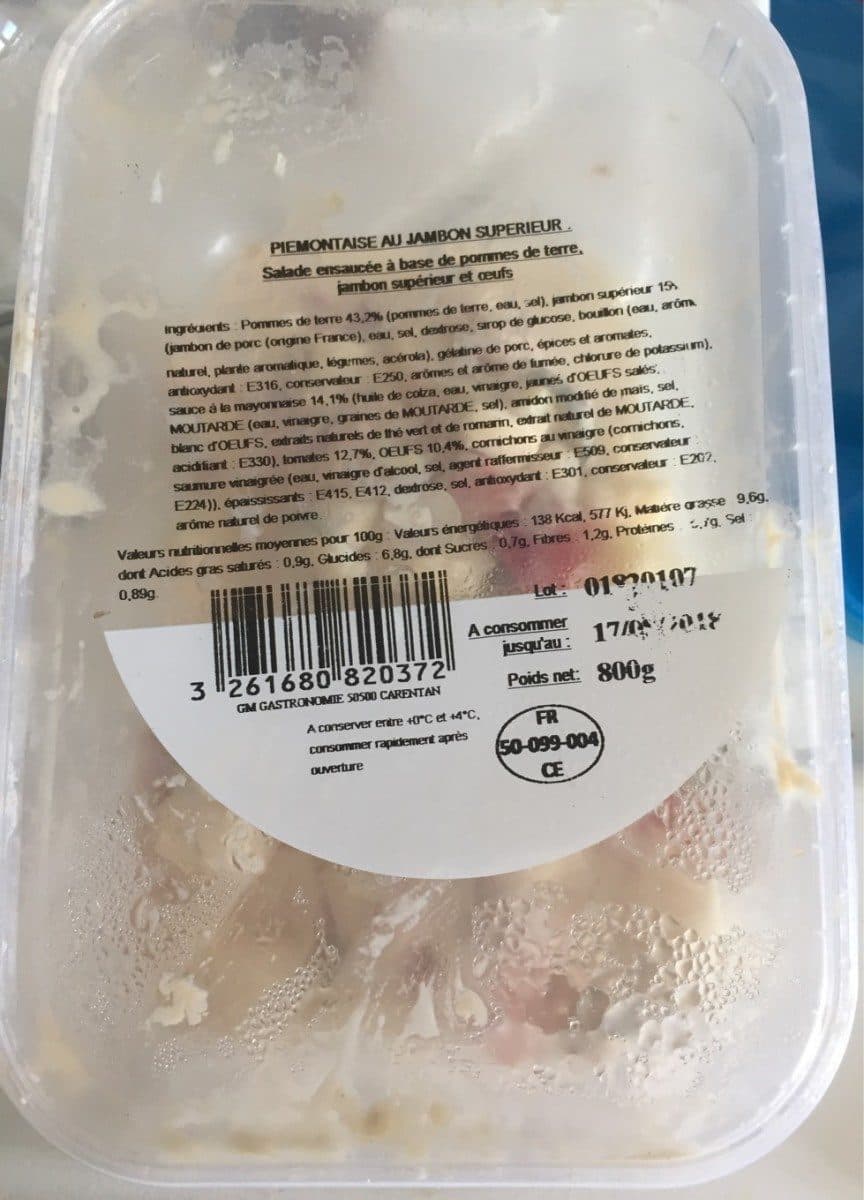 Open Food Facts Piemontaise au jambon superieur packshot