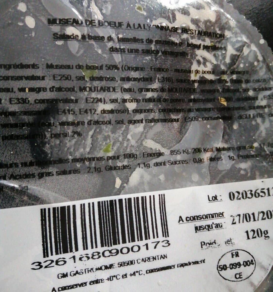 Open Food Facts Museau de boeuf à la Lyonnaise restauration packshot