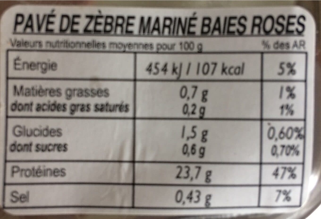 DAM 2 pavés de zèbre aux baies roses packshot