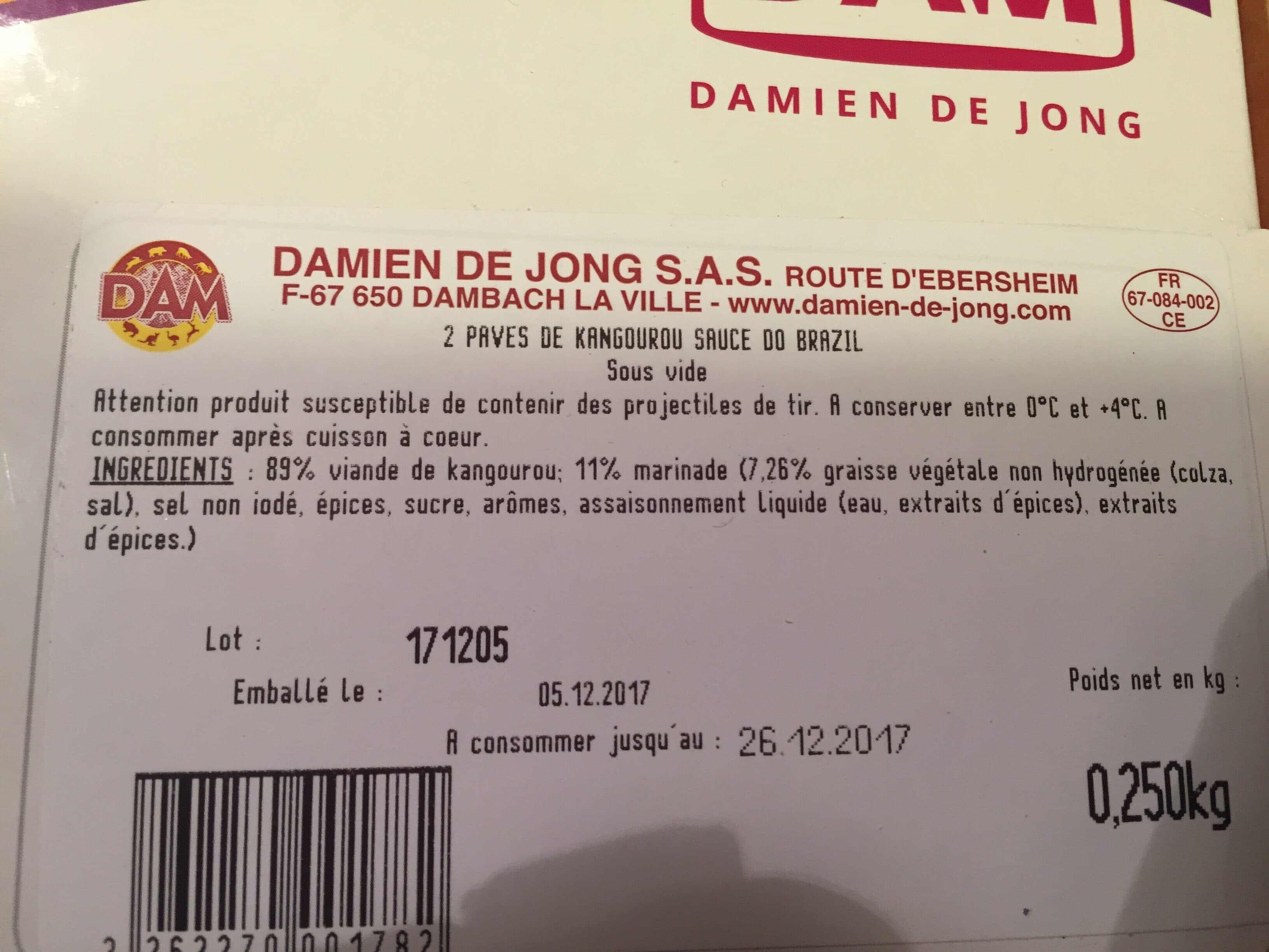 DAM Pave de kangourou a poeler packshot