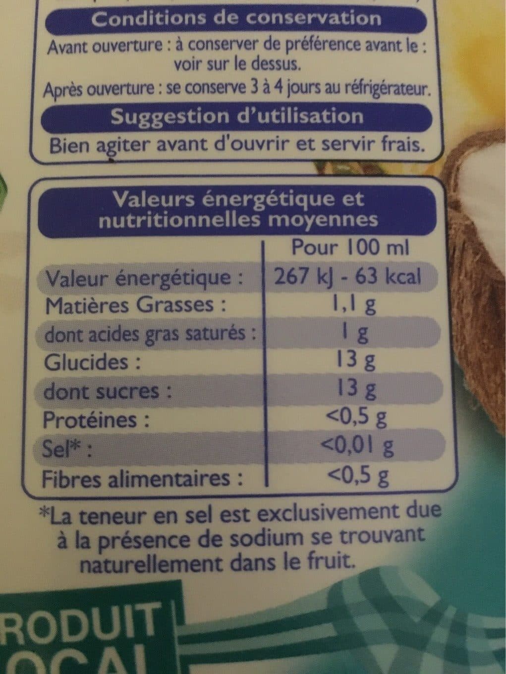 Leader Price Boisson Ananas Coco 1 l packshot