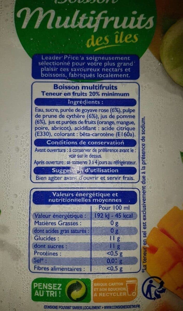 Leader Price Boisson multifruits des îles packshot