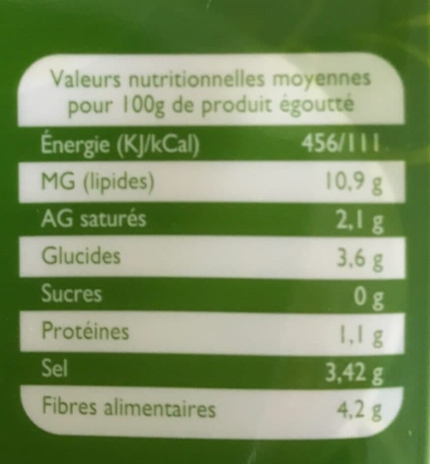 Le Brin d'Olivier Olives vertes dénoyautées packshot