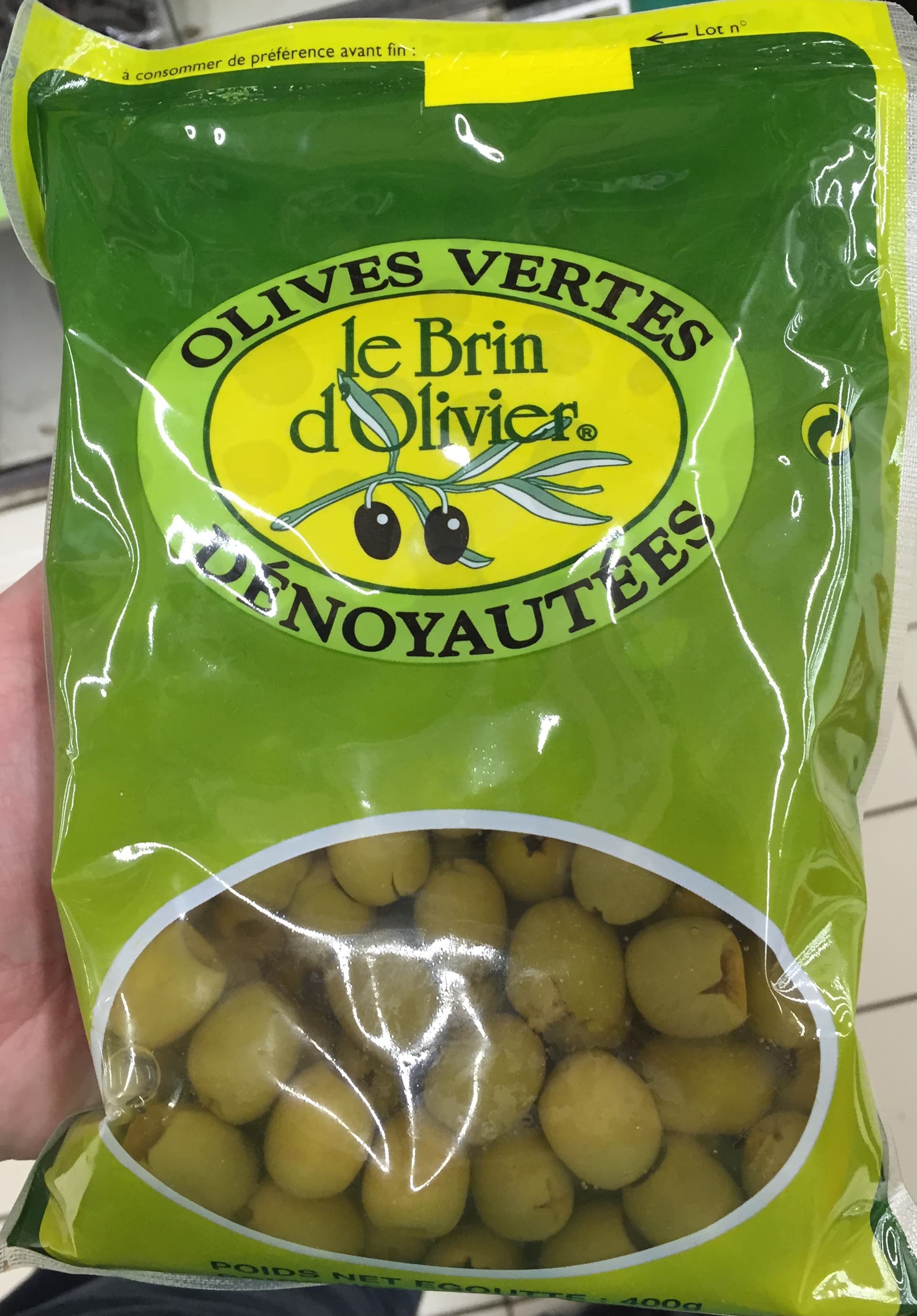 Le Brin d'Olivier Olives vertes dénoyautées packshot