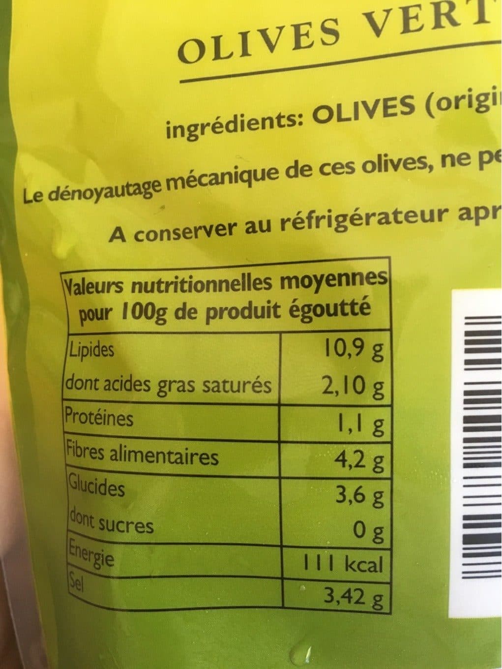 Le Brin d'Olivier Olives vertes dénoyautées packshot