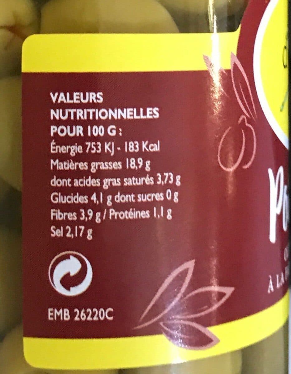 Le brin d olivier Olives vertes à la farce de poivron packshot