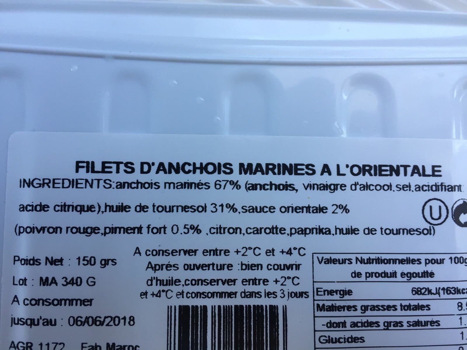 Open Food Facts Filets d'anchois marinés a l'orientale packshot