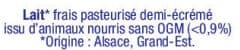Alsace Lait Lait frais demi-écrémé packshot