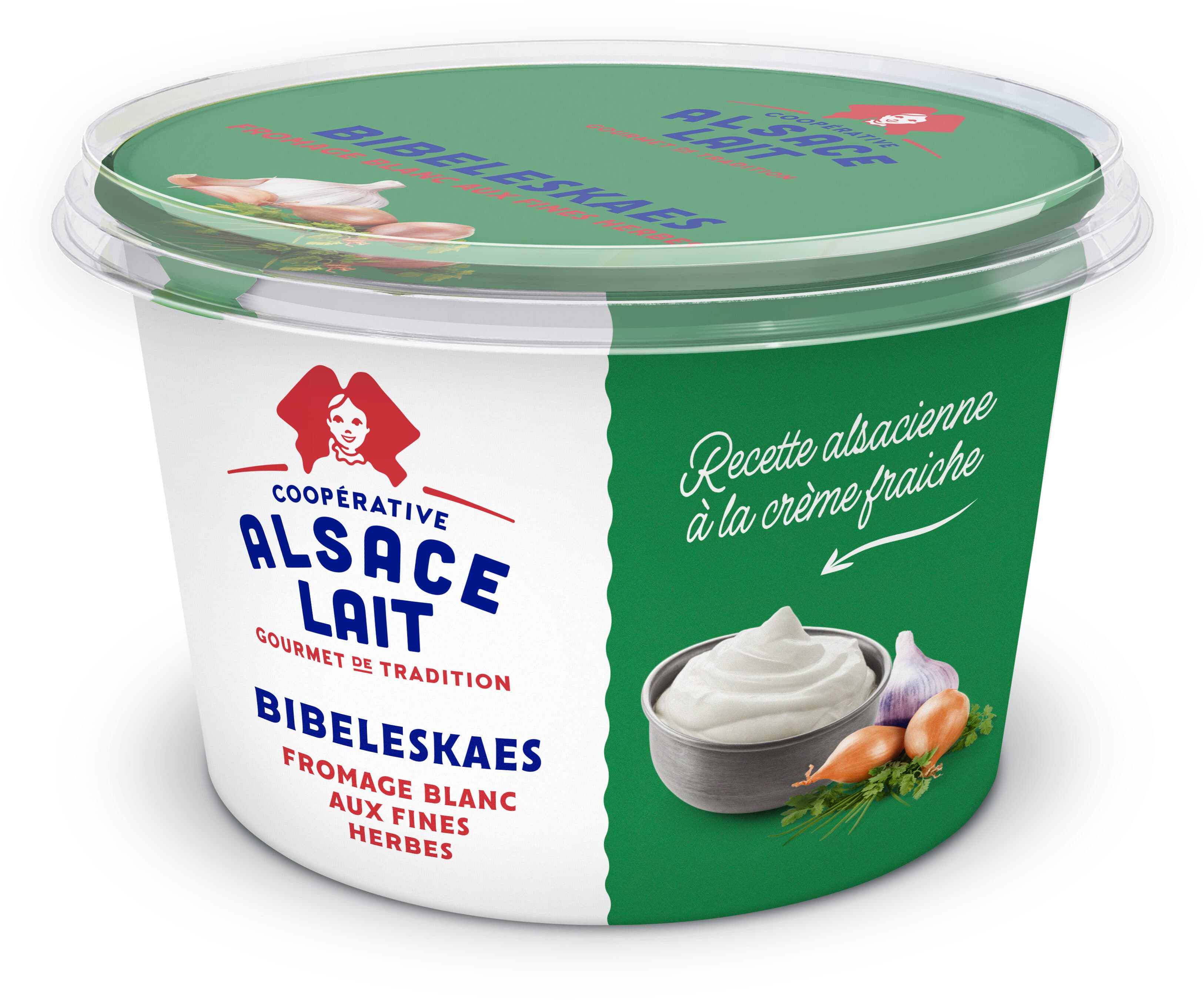 Alsace lait Fromage blanc Bibeleskaes Fines herbes packshot