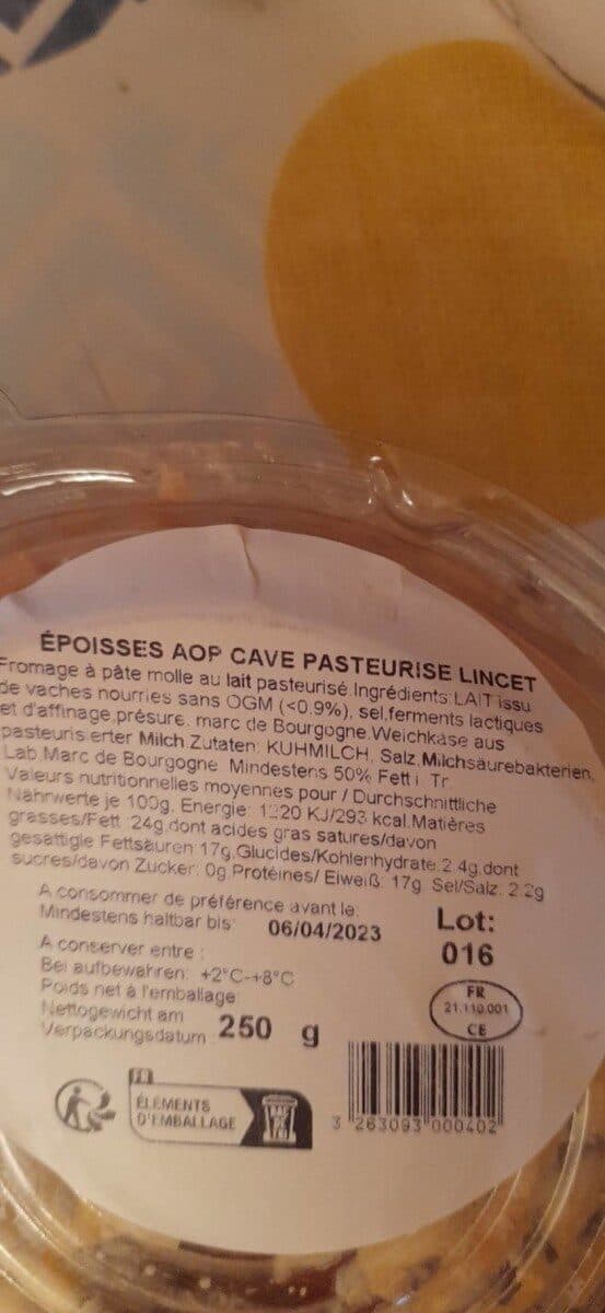 Lincet Epois.250G Au Marc Lincet, packshot